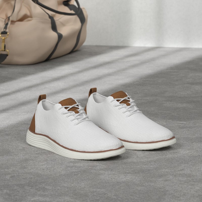 VILOCY Men's Dress Sneakers Oxfords Casual Business Shoes Lace Up Lightweight Walking Knit Mesh Fashion Sneakers White,EU44 - Image 2