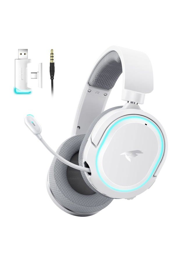 Picun G2 Wireless Gaming Headset, Over-Ear 7.1 Virtual Surround Sound, 2.4GHz/Bluetooth 5.4/Wired, 5ms Ultra-Low Latency, 100H Battery, ENC Noise-Canceling Mic, RGB, for PC PS5 PS4 Switch (Grey) - Image 1