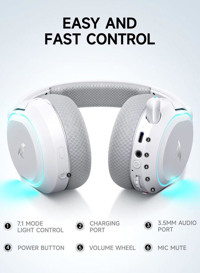 Picun G2 Wireless Gaming Headset, Over-Ear 7.1 Virtual Surround Sound, 2.4GHz/Bluetooth 5.4/Wired, 5ms Ultra-Low Latency, 100H Battery, ENC Noise-Canceling Mic, RGB, for PC PS5 PS4 Switch (Grey) - Image 5
