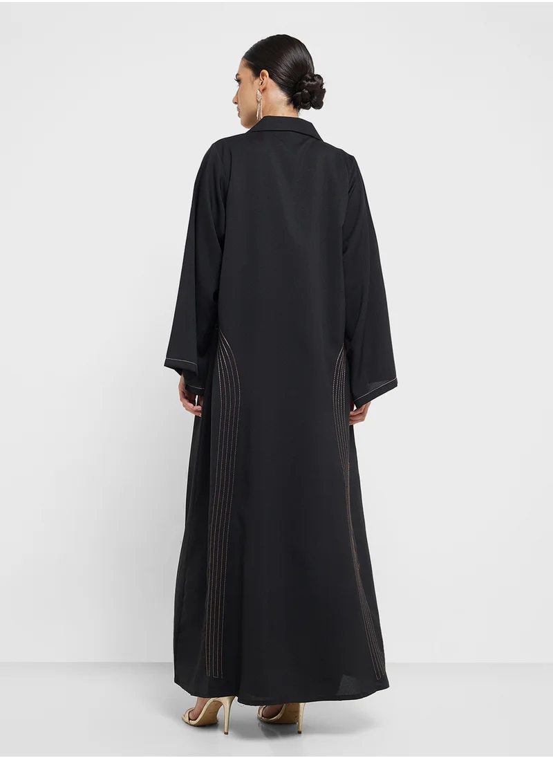 hayas closet Embellished Flared Sleeve Abaya
