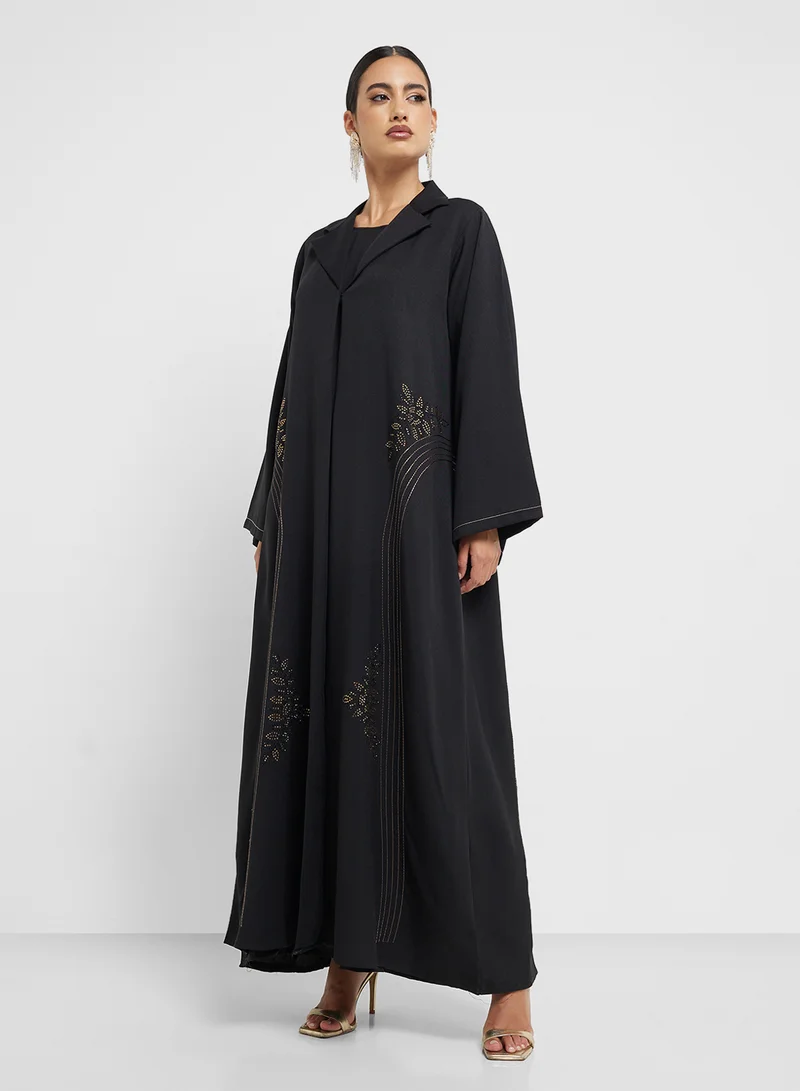 hayas closet Embellished Flared Sleeve Abaya