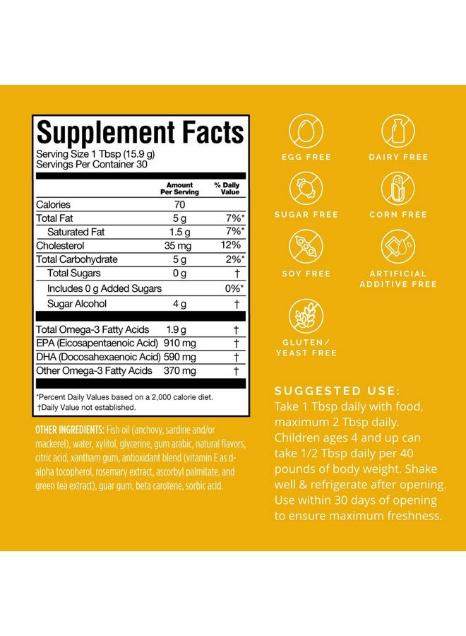 برينمد BRAINMD Dr Amen Omega-3 Power Squeeze، Citrus Blast - 16.8 أونصة - يدعم صحة القلب والأوعية الدموية والدماغ والجهاز المناعي - خالٍ من الجلوتين - 30 وجبة - Image 2