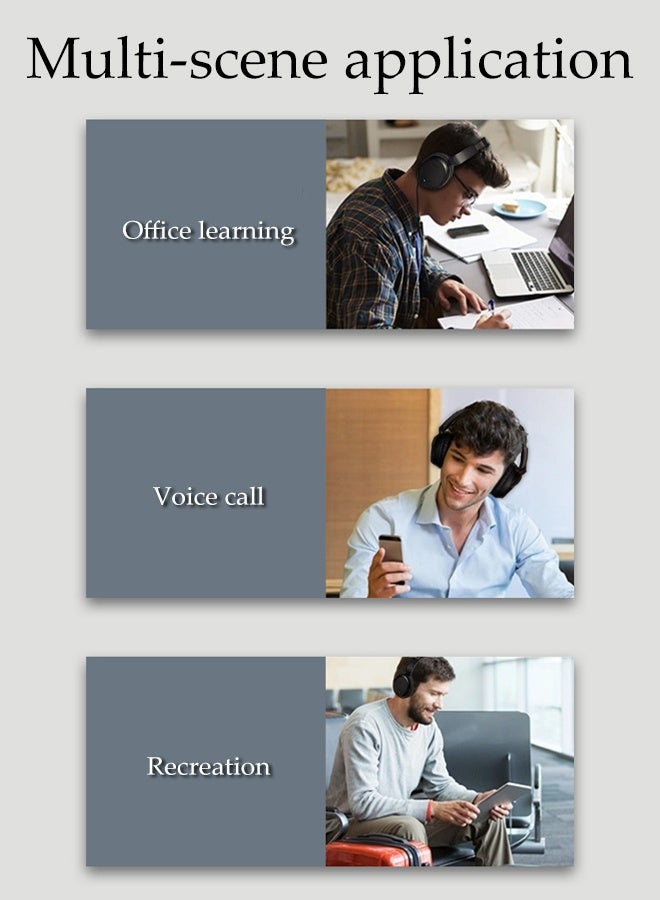 Over-Ear Wireless Headphones,Wired Stereo Bluetooth Headsets,with Telescopic Arm,Comfortable and Durable,Built in Call Microphone,Suitable for Office,Study, Phone, Business, Entertainment,Black - Image 5