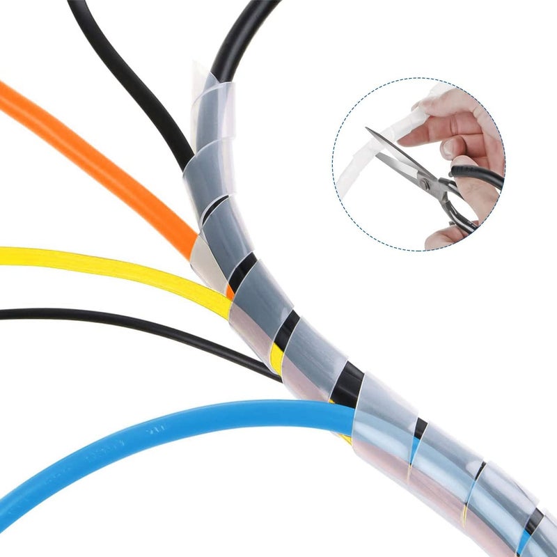Allwin Spiral Cable Wrap - 9.8 Ft 5/8" Spiral Wire Wrap Cord Covers Bundle Sleeve Hose for Computer Electrical Wire Organizer (White, 5/8 Inch-9.8Ft) - Image 2