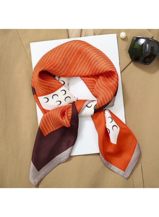 Ucanbe 70×70cm Luxury Faux Silk Scarf for Women Fashion Versatile Office Square Scarf Vintage Printed Neck Scarf - Image 1