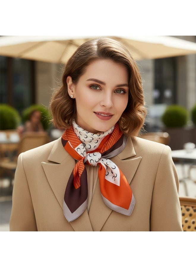 Ucanbe 70×70cm Luxury Faux Silk Scarf for Women Fashion Versatile Office Square Scarf Vintage Printed Neck Scarf - Image 2