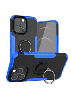 Generic Case Cover For iPhone 13 Armor Bear Shockproof PC + TPU Protective Case with Ring Holder Blue 