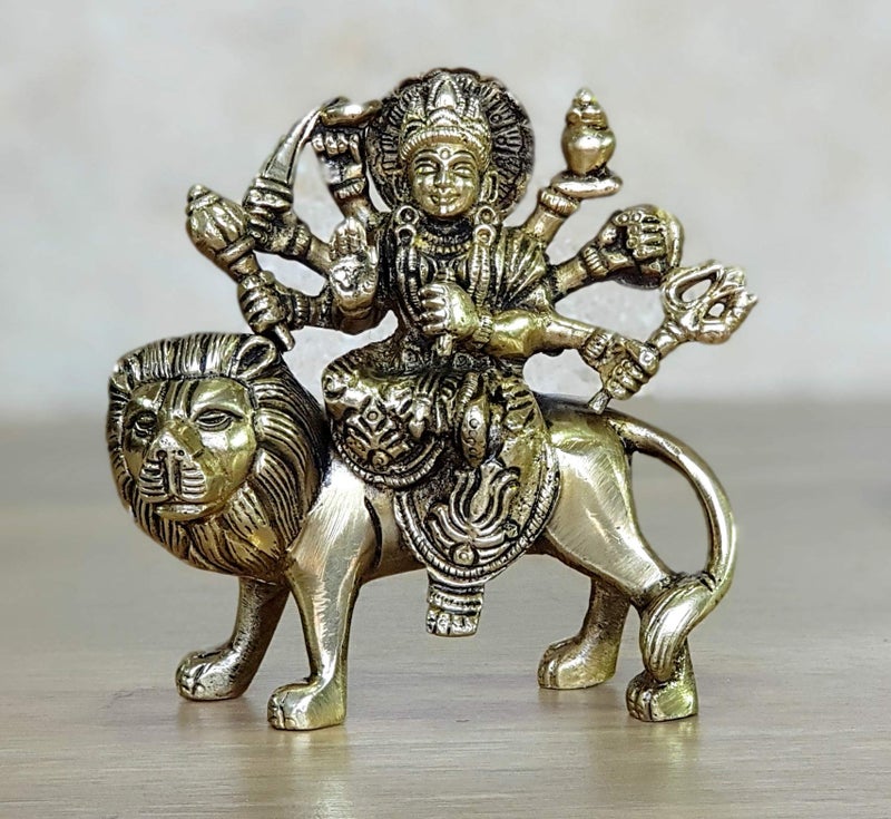 إسبلانيد Esplanade Brass Maa Durga/Mata Rani Idol تمثال Moorti Murti للمنزل ماندير وديكور المنزل (4.6 بوصة) - Image 1
