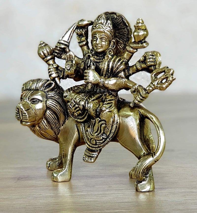 إسبلانيد Esplanade Brass Maa Durga/Mata Rani Idol تمثال Moorti Murti للمنزل ماندير وديكور المنزل (4.6 بوصة) - Image 2