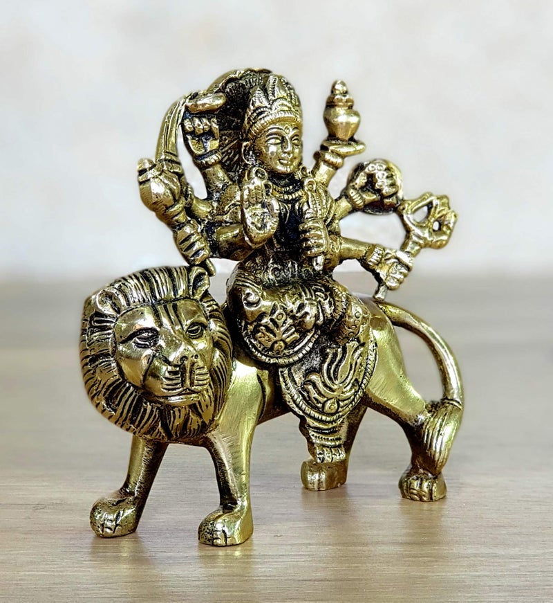 إسبلانيد Esplanade Brass Maa Durga/Mata Rani Idol تمثال Moorti Murti للمنزل ماندير وديكور المنزل (4.6 بوصة) - Image 3