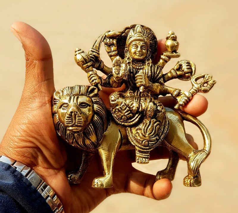 إسبلانيد Esplanade Brass Maa Durga/Mata Rani Idol تمثال Moorti Murti للمنزل ماندير وديكور المنزل (4.6 بوصة) - Image 5