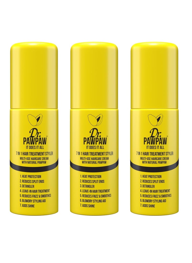 Dr. PAWPAW ORIGINAL BALM - Dr.PAWPAW It Does It All: 7 in 1 Hair Treatment Styler with Papaya, Aloe Vera, Coconut Oil, Vegan & Natural (3 x 150 ml) - Image 1