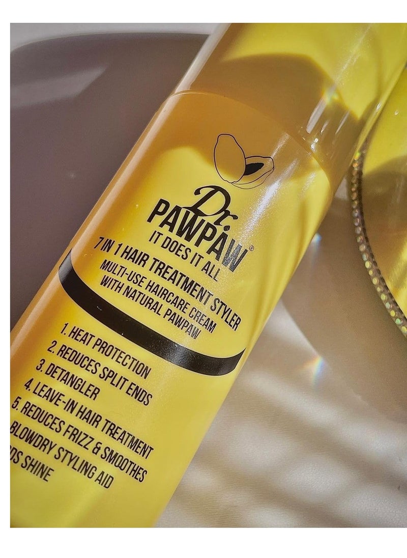 Dr. PAWPAW ORIGINAL BALM - Dr.PAWPAW It Does It All: 7 in 1 Hair Treatment Styler with Papaya, Aloe Vera, Coconut Oil, Vegan & Natural (3 x 150 ml) - Image 1