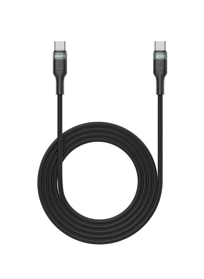 iOsuite Aluminum Alloy Head (USB-C) TO (USB-C) Cable - 60W - 1.2M - Black - DC35A, Max 60W( USB-C) super fast charge, 5000 times bend lifespan.  - Image 2