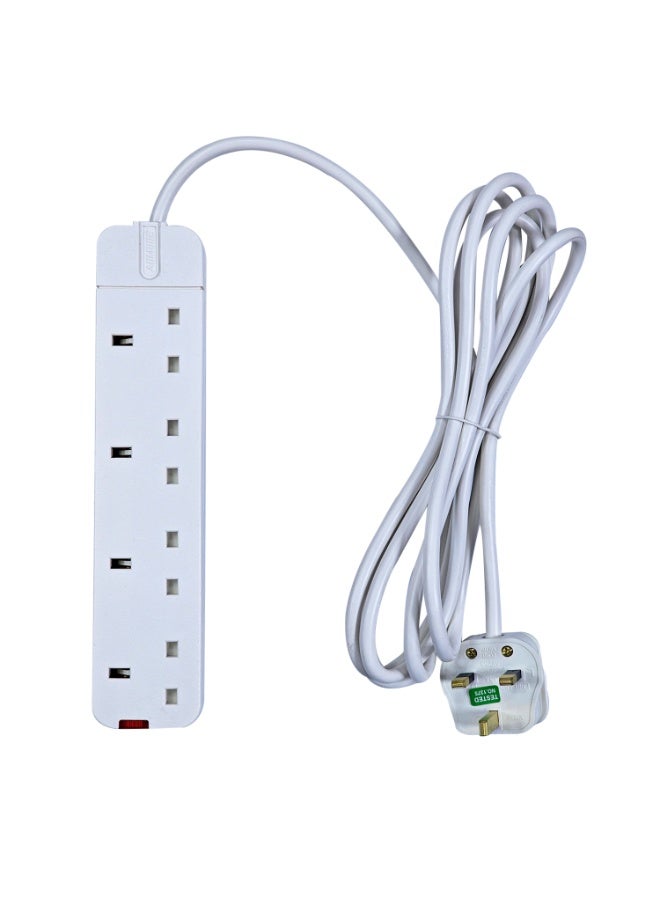 ADMORE HEAVY DUTY 3120W Power Strip 3 Meter - 4 Way Extension Cord with Fused UK Plug - Mains Extension Lead & Multi Plug Socket for Kitchen & Home Office (Type G, 13A, White, ESMA Approved) - Image 1