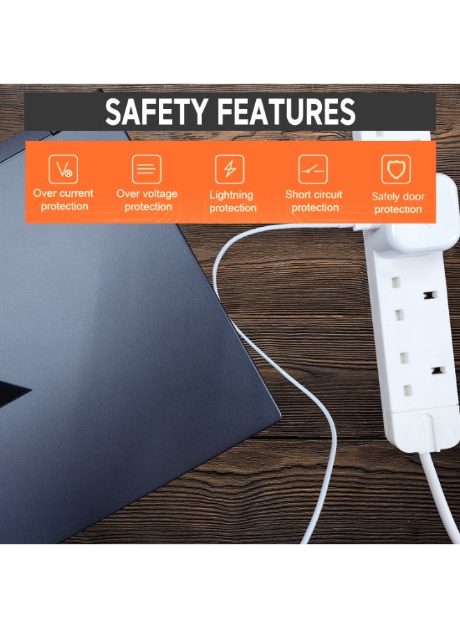 ADMORE HEAVY DUTY 3120W Power Strip 3 Meter - 4 Way Extension Cord with Fused UK Plug - Mains Extension Lead & Multi Plug Socket for Kitchen & Home Office (Type G, 13A, White, ESMA Approved) - Image 3