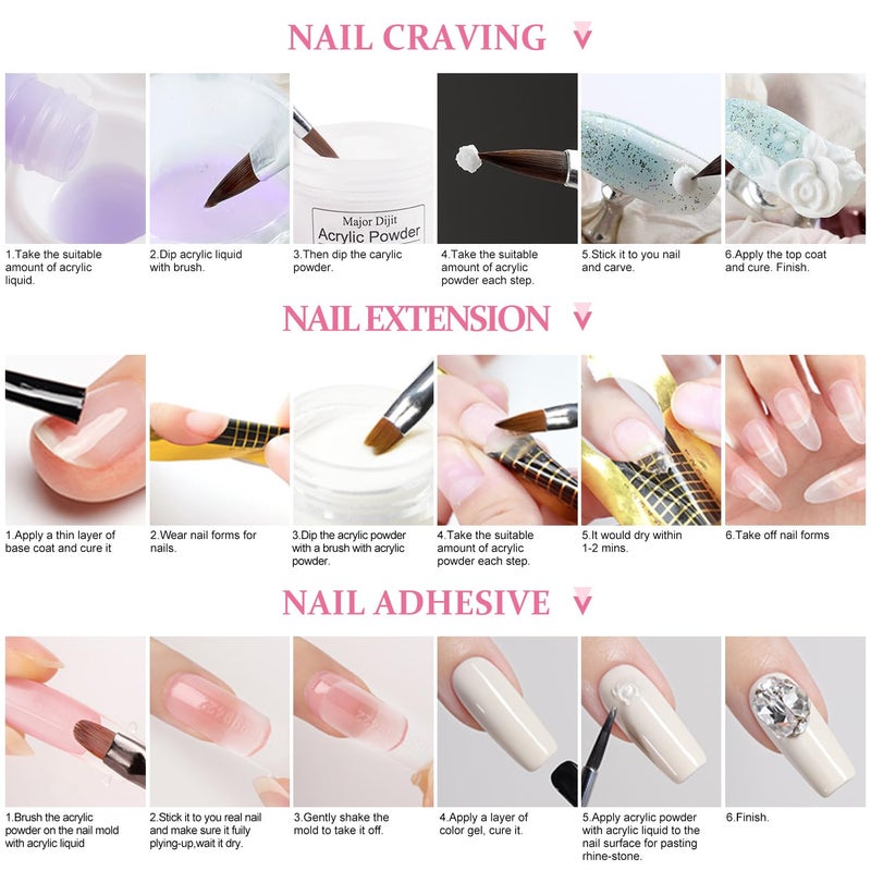 MAJOR DIJIT Acrylic Nail Kit Starter Set Acrylic Powder Nail Drill U V Light with Tools Decoration Everything for Beginners Home Salon Gift Set - Image 5