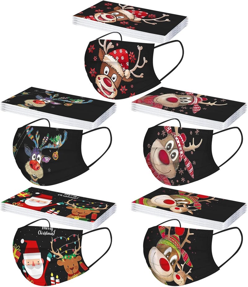 woobles Christmas Disposable Face Masks for Adults 50Pcs Cute Máscara Holiday Paper Masks Xmas Elk Printed for Face Protection 6 - Image 1