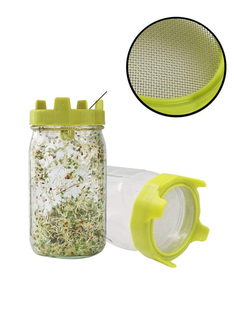 Sprouting lids, Plastic Sprout Lid with Stainless Steel Screen for Wide Mouth Jars, Germination Kit Sprouter Sprout Maker with Stand Water Tray - Image 3