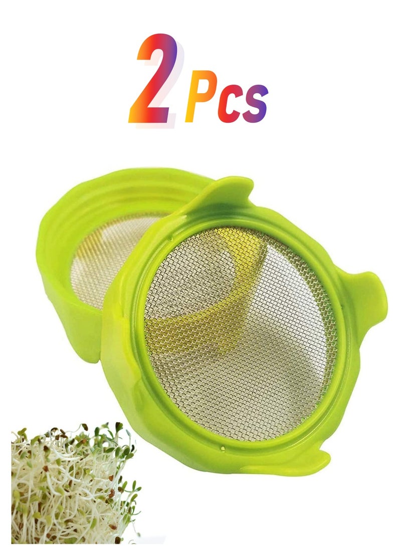 Sprouting lids, Plastic Sprout Lid with Stainless Steel Screen for Wide Mouth Jars, Germination Kit Sprouter Sprout Maker with Stand Water Tray - Image 1