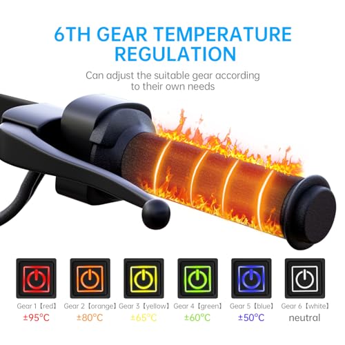 OXWIND Heated Grips Cover for Motorcycle 5V Handlebar Heater Motorcycle Heated Grips USB Powered 6 Gear Temperature with Memory Function IP67 Waterproof ATV Heated Handlebar Warmers - Image 3