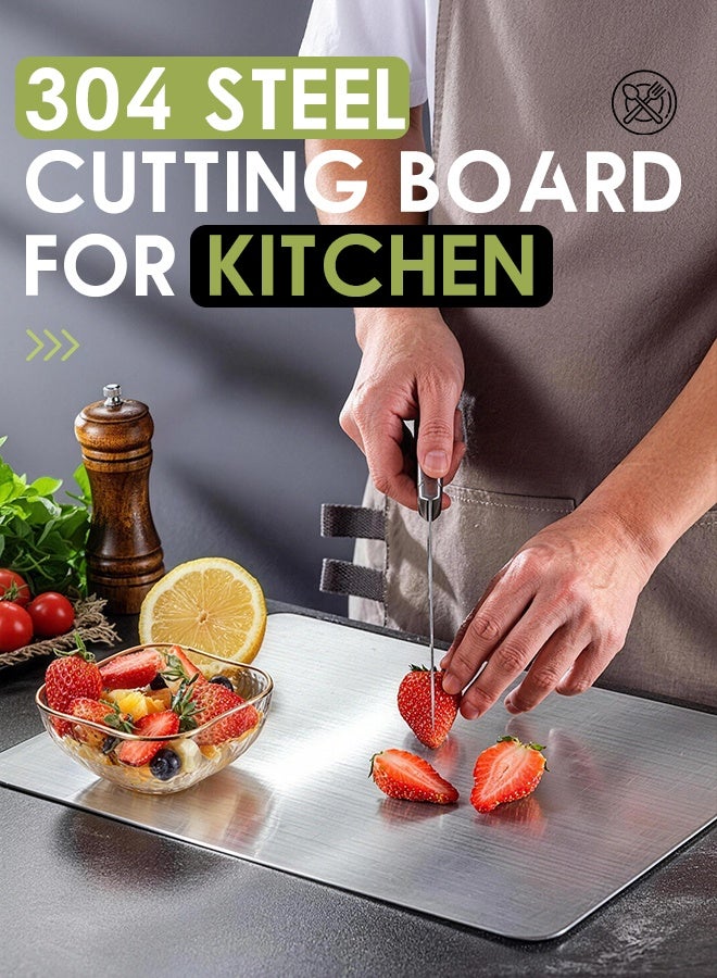 Furlale 304 Stainless Steel Cutting Board for Kitchen 28×39cm – Hygienic Non-Porous Chopping Board for Meat, Fruit & Vegetables, Easy Clean Durable Food-Grade Cutting Board - Image 2