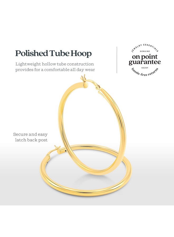 Kezef 3.0 X 50Mm Click Top Tube Hoop Earrings 925 Yellow Gold Plated Anti Tarnish 1 Pair - Image 4