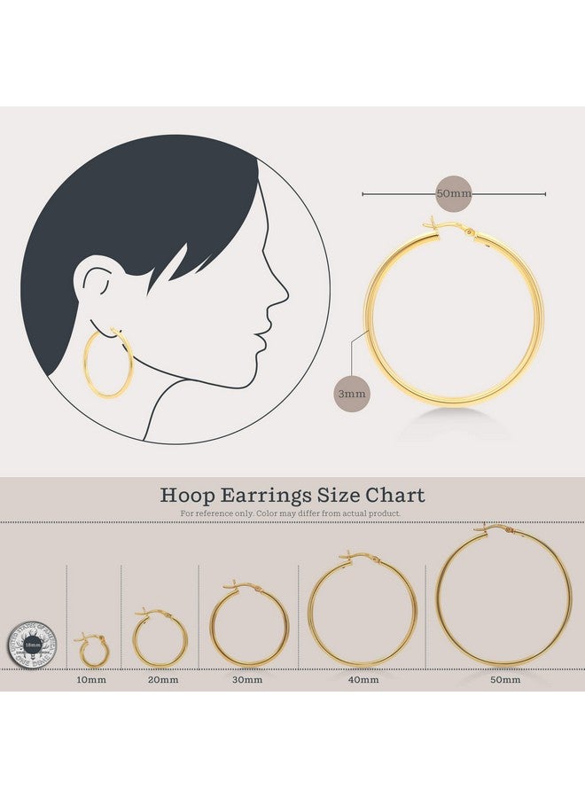 Kezef 3.0 X 50Mm Click Top Tube Hoop Earrings 925 Yellow Gold Plated Anti Tarnish 1 Pair - Image 5