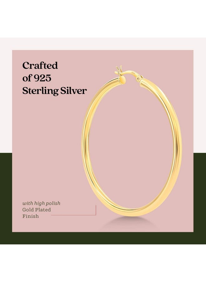 Kezef 3.0 X 50Mm Click Top Tube Hoop Earrings 925 Yellow Gold Plated Anti Tarnish 1 Pair - Image 3
