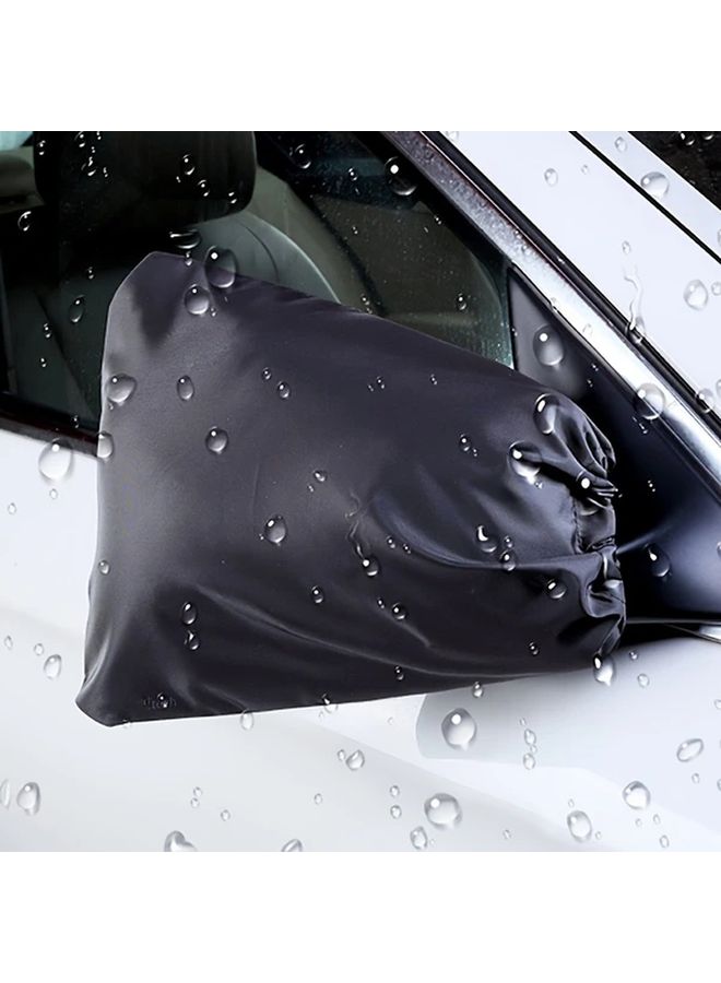 Black Car Mirror Covers Pair 12 9x10 6in Polyester Snow Rain Protection Rearview Reverse Mirrors Weatherproof Accessories - Image 3