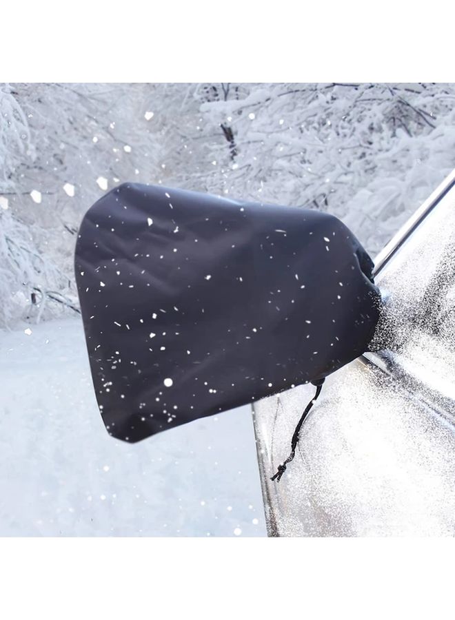 Black Car Mirror Covers Pair 12 9x10 6in Polyester Snow Rain Protection Rearview Reverse Mirrors Weatherproof Accessories - Image 1