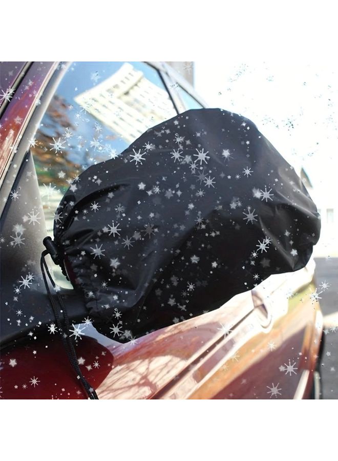 Black Car Mirror Covers Pair 12 9x10 6in Polyester Snow Rain Protection Rearview Reverse Mirrors Weatherproof Accessories - Image 5