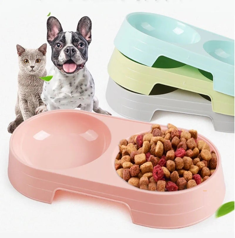 طبق بلاستيكي صغير للحيوانات الاليفة  (٢ فتحة للطعام و المياة) - ازرق - Image 3