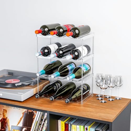 House of Quirk Plastic Tumbler Rack, 3-Layer Stackable Water Bottle Organizer with 9 Slots, Cupboard & Fridge Bottle Storage Rack for Kitchen Cabinet, BPA-Free Space-Saving Bottle Holder - Image 4
