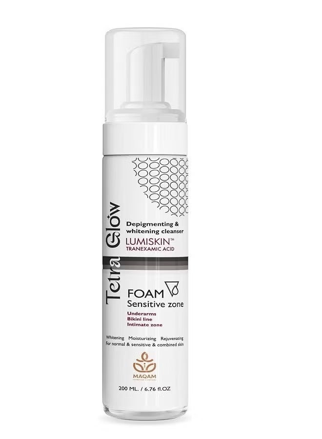 Tetra Glow Sensitive Zone Whitening Foam Cleanser 200 ml - Image 1