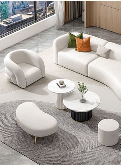 Merry Moments Modern Lounge Armchair  White Velvet Armchair Upholstered Armchair Lounge Chair Beauty Salon Sofa Dining Chair Makeup Chair for Bedroom Living Dining Retail Minimalist Velvet H72xW85xL92 cm  - Image 2