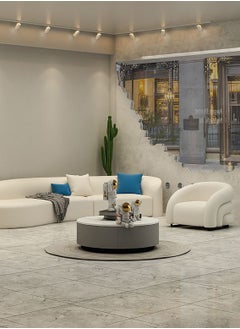 Merry Moments Modern Lounge Armchair  White Velvet Armchair Upholstered Armchair Lounge Chair Beauty Salon Sofa Dining Chair Makeup Chair for Bedroom Living Dining Retail Minimalist Velvet H72xW85xL92 cm  - Image 3