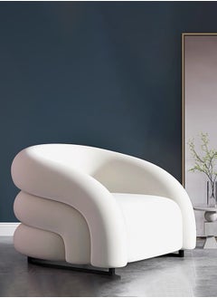 Merry Moments Modern Lounge Armchair  White Velvet Armchair Upholstered Armchair Lounge Chair Beauty Salon Sofa Dining Chair Makeup Chair for Bedroom Living Dining Retail Minimalist Velvet H72xW85xL92 cm  - Image 1