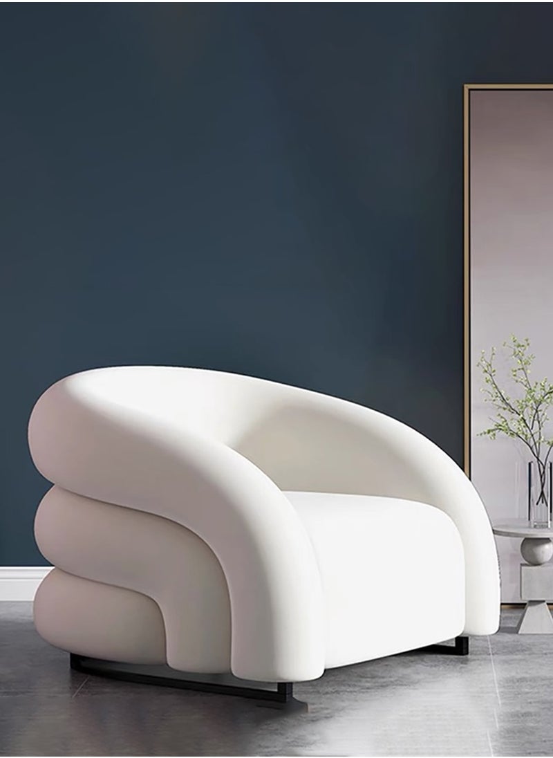 Merry Moments Modern Lounge Armchair  White Velvet Armchair Upholstered Armchair Lounge Chair Beauty Salon Sofa Dining Chair Makeup Chair for Bedroom Living Dining Retail Minimalist Velvet H72xW85xL92 cm  - Image 1