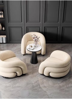 Merry Moments Modern Lounge Armchair  White Velvet Armchair Upholstered Armchair Lounge Chair Beauty Salon Sofa Dining Chair Makeup Chair for Bedroom Living Dining Retail Minimalist Velvet H72xW85xL92 cm  - Image 5