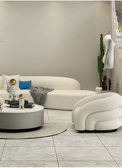 Merry Moments Modern Lounge Armchair  White Velvet Armchair Upholstered Armchair Lounge Chair Beauty Salon Sofa Dining Chair Makeup Chair for Bedroom Living Dining Retail Minimalist Velvet H72xW85xL92 cm  - Image 4