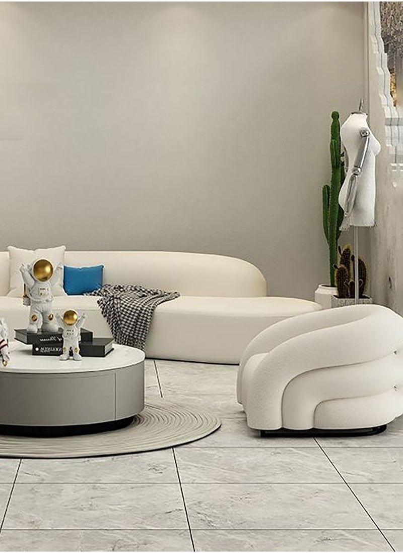 Merry Moments Modern Lounge Armchair  White Velvet Armchair Upholstered Armchair Lounge Chair Beauty Salon Sofa Dining Chair Makeup Chair for Bedroom Living Dining Retail Minimalist Velvet H72xW85xL92 cm  - Image 4