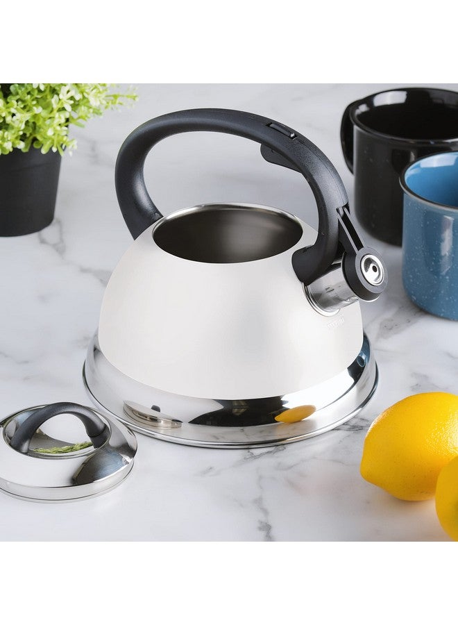 Mr. Coffee Flintshire Stainless Steel Whistling Tea Kettle w/Nylon Handle, 1.75-Quart, Linen - Image 3