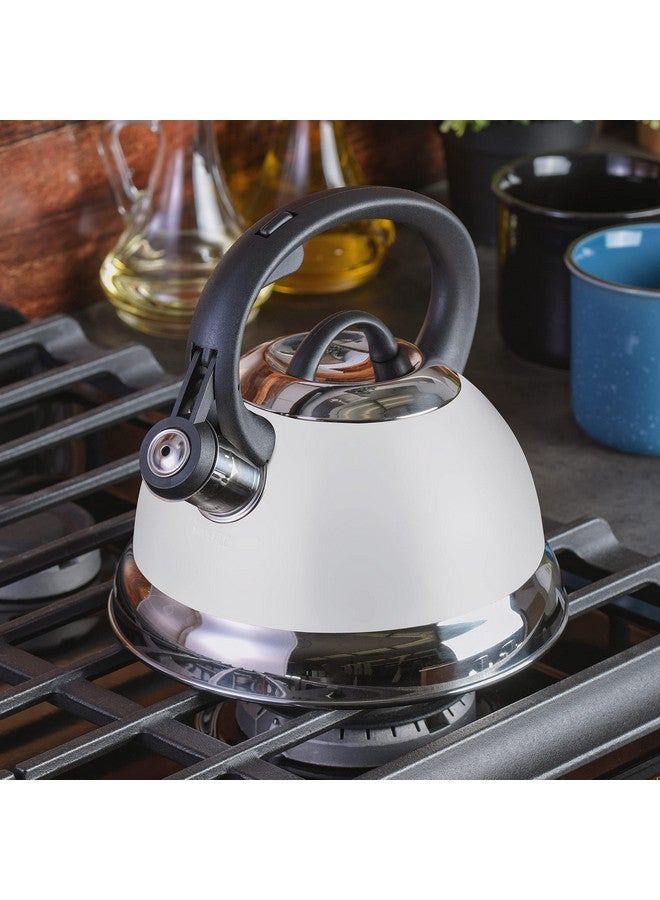 Mr. Coffee Flintshire Stainless Steel Whistling Tea Kettle w/Nylon Handle, 1.75-Quart, Linen - Image 2