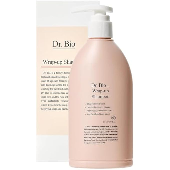 Dr.Bio WRAP-UP KOREAN SHAMPOO 250ML  HYDRATING & SOOTHING HAIR CLEANSER FOR SENSITIVE SCALP  VEGAN, SILICONE & PARABEN-FREE FORMULA WITH PROBIOTICS & CICA  SCALP HEALTH & SHINE - Image 1