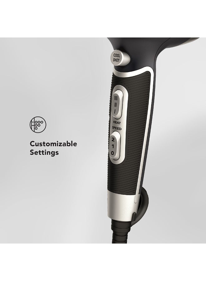 Carrera CRR631 Professional Hair Dryer for Men & Women, 2400W Powerful AC Motor, Hot & Cold Air, Ionic Technology, 3 Heat & 2 Speed Settings, Slim Nozzle & Volume Diffuser, 2 Years Warranty - Image 4