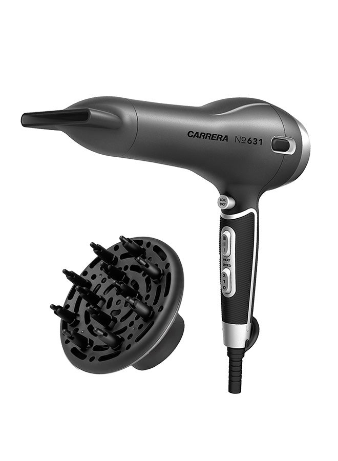 Carrera CRR631 Professional Hair Dryer for Men & Women, 2400W Powerful AC Motor, Hot & Cold Air, Ionic Technology, 3 Heat & 2 Speed Settings, Slim Nozzle & Volume Diffuser, 2 Years Warranty - Image 1