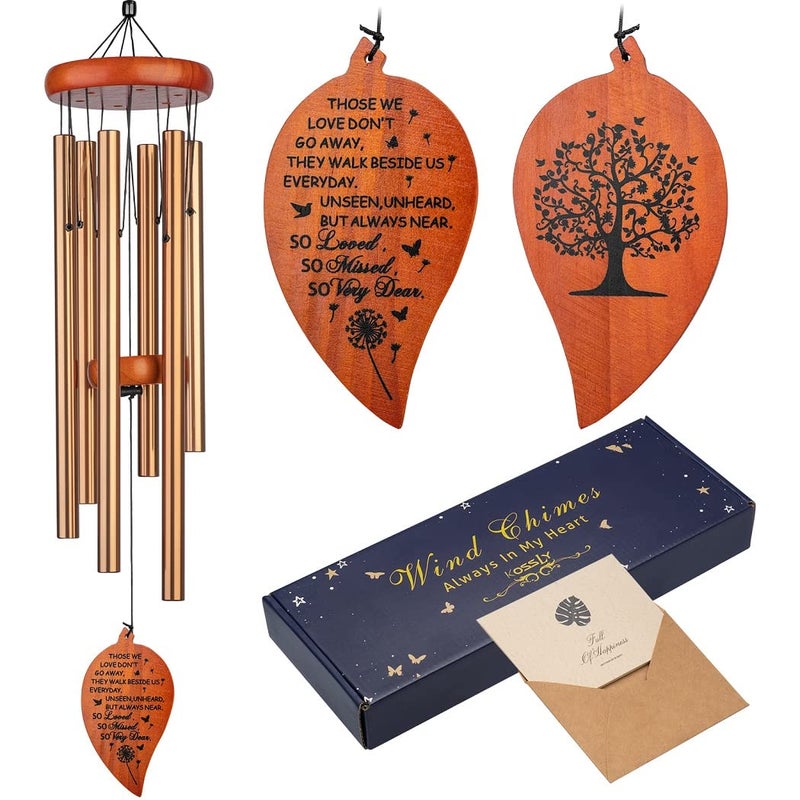 KOSSLY 32 Memorial Wind Chimes Bereavement Giftin Memory of Loved One Loss of Mother FatherHome Decor Garden Patio OutdoorGolden