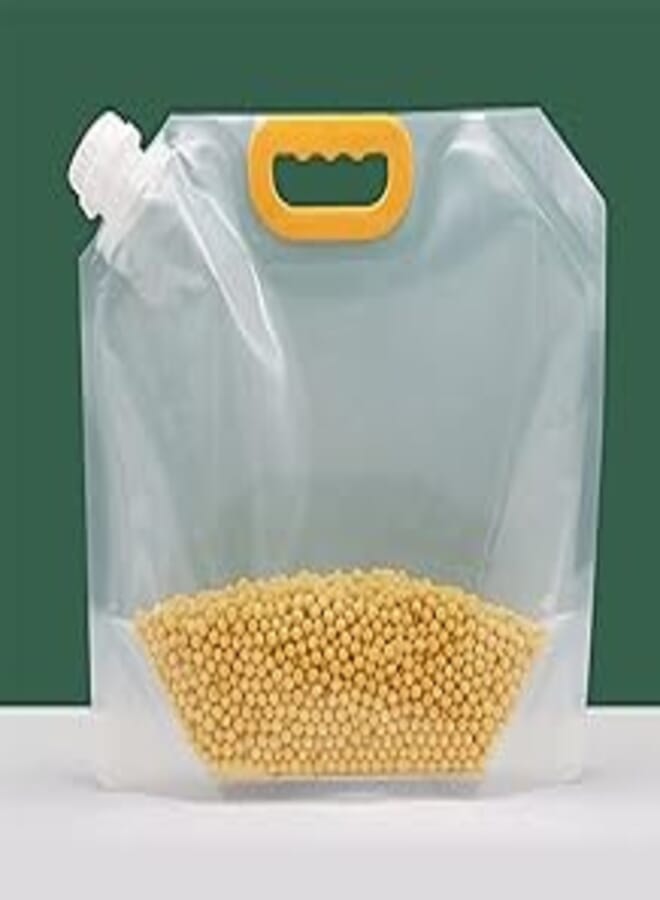 5PCS Grain Moisture-Proof Sealed Bag - Reusable Transparent Grain Storage Suction Bags, Stand Up Food Storage Pouches, Airtight Smell Proof Packaging Baggies with Free Funnel (5L)