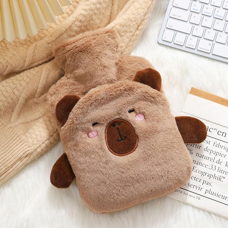 كابيبالا قارورة ماء ساخن ملونة 1 لتر مع غطاء فروي لتخفيف الآلام وتشنجات الدورة الشهرية واستعادة العضلات - Image 4